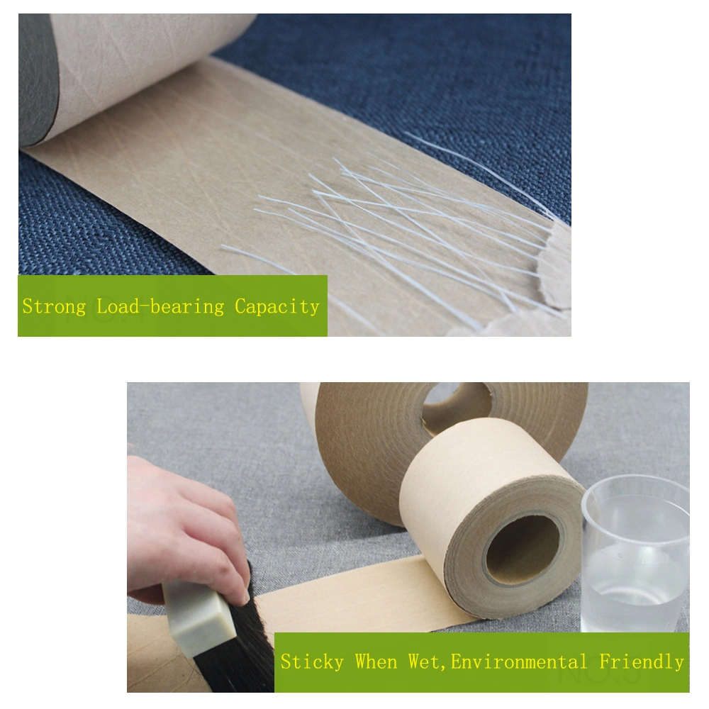 Reinforced Sealing Packing Gummed Self Adhesive Kraft Paper Tape Water Activated Adhesive Tape